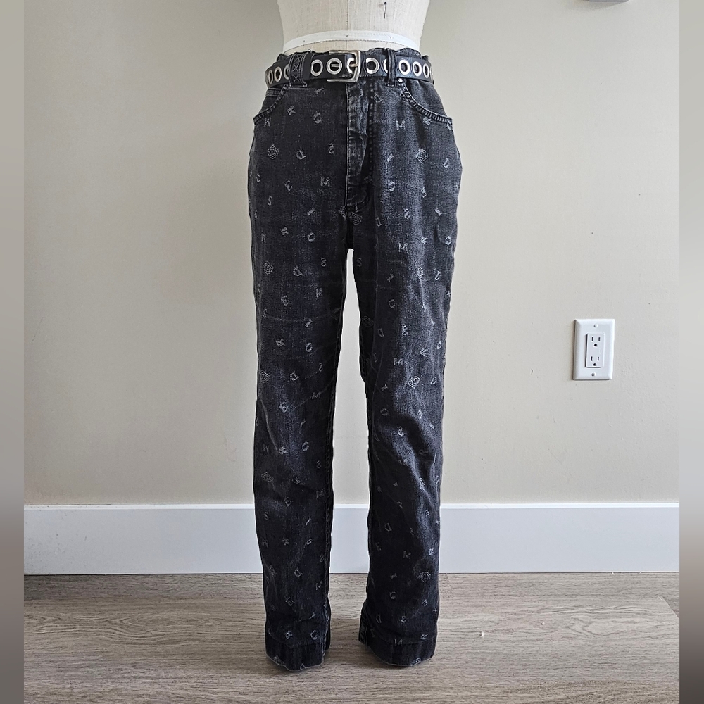 Grey letter jeans